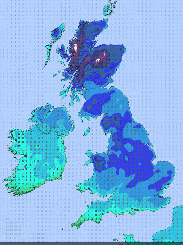 Map of the UK and unusual weather patterns imapct winter gritting